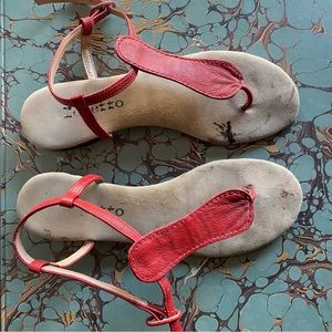 Repetto red leather thong ankle strap sandal fits size 7US